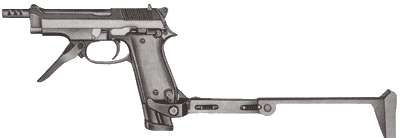 Beretta 93R с выдвинутым прикладом