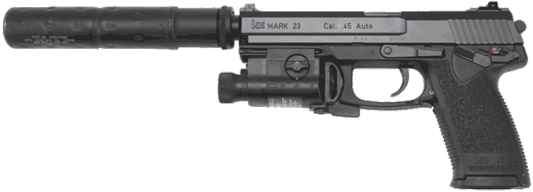 Пистолет Хеклер Кох Мк23 (Heckler&Koch MK23/Mark23) с глушителем и ЛЦУ