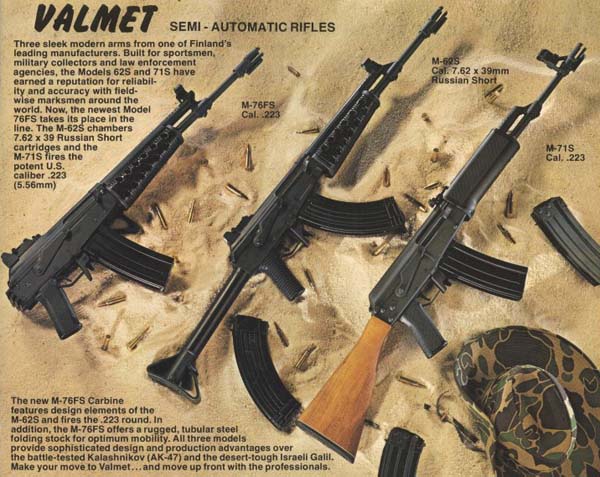 Valmet 62S под патрон 7,62х39 мм и Valmet М-76FS, Valmet М-71S под патрон 5,56х45 мм